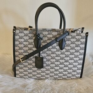 Michael Kors Black & White Logo Canvas Tote Bag